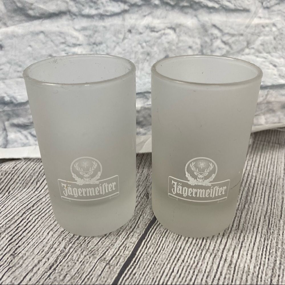 Jagermeister Set of 2 shot glasses approx 3.5” tall